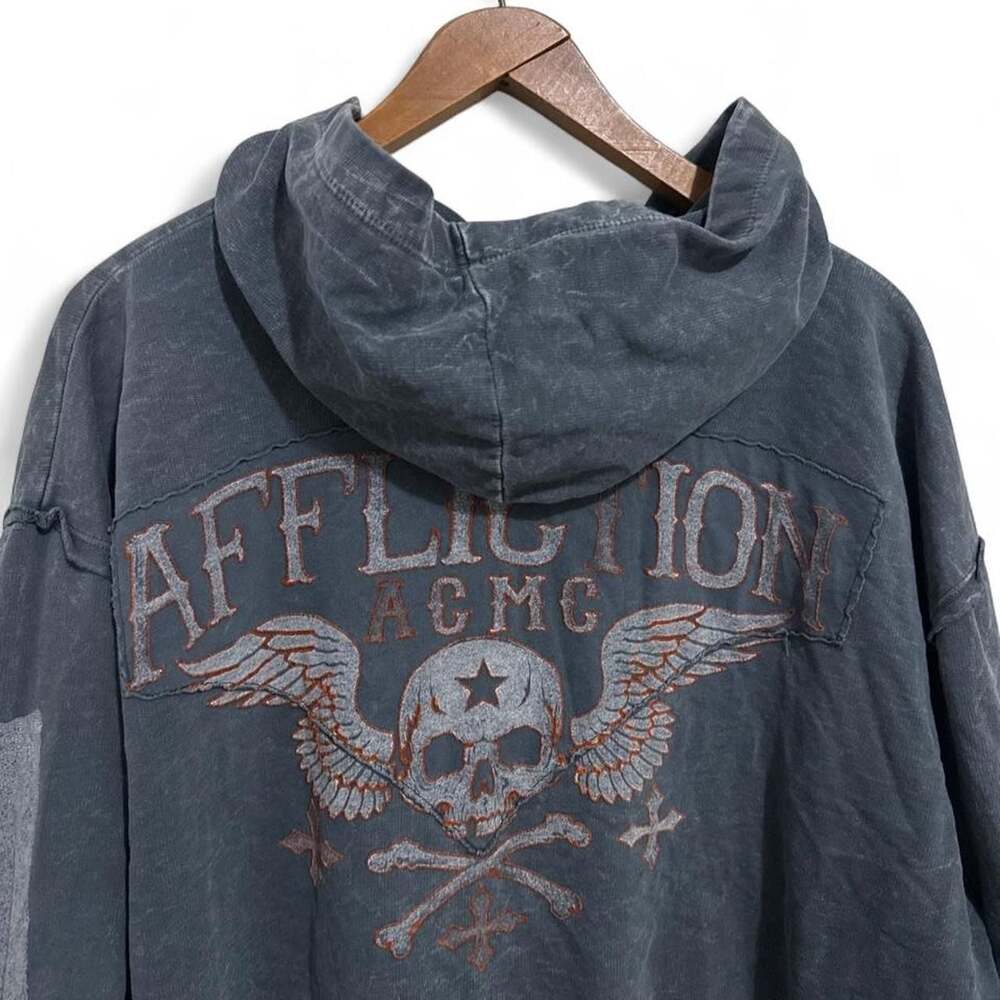 Affliction ACMC Vintage Mineral Wash Full-Zip Hoodie Charcoal XL